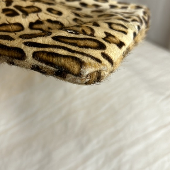 MYRA BAG leather brown/black animal print with gold specks. Slick Hairon Pouch. - Picture 7 of 10